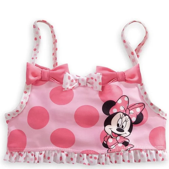 NEW-Disney Store Girls Minnie Mouse Dots with Bows 2-Piece Swimsuit size 2T - Picture 2 of 9